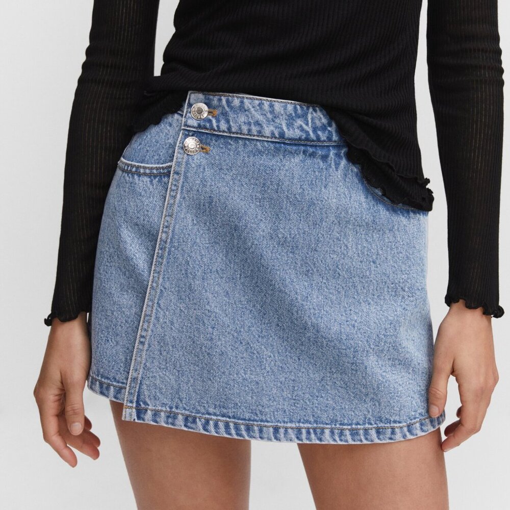 MANGO blue denim skort